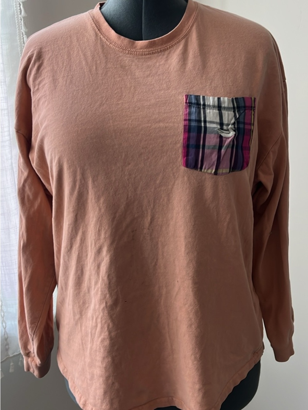 Southern Marsh Coral Long Sleeve Tee with Embroidered Pocket